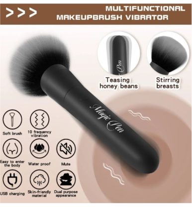 Klitoralni vibrator u crnoj boji u obliku četkice za šminku  DZ25009-13